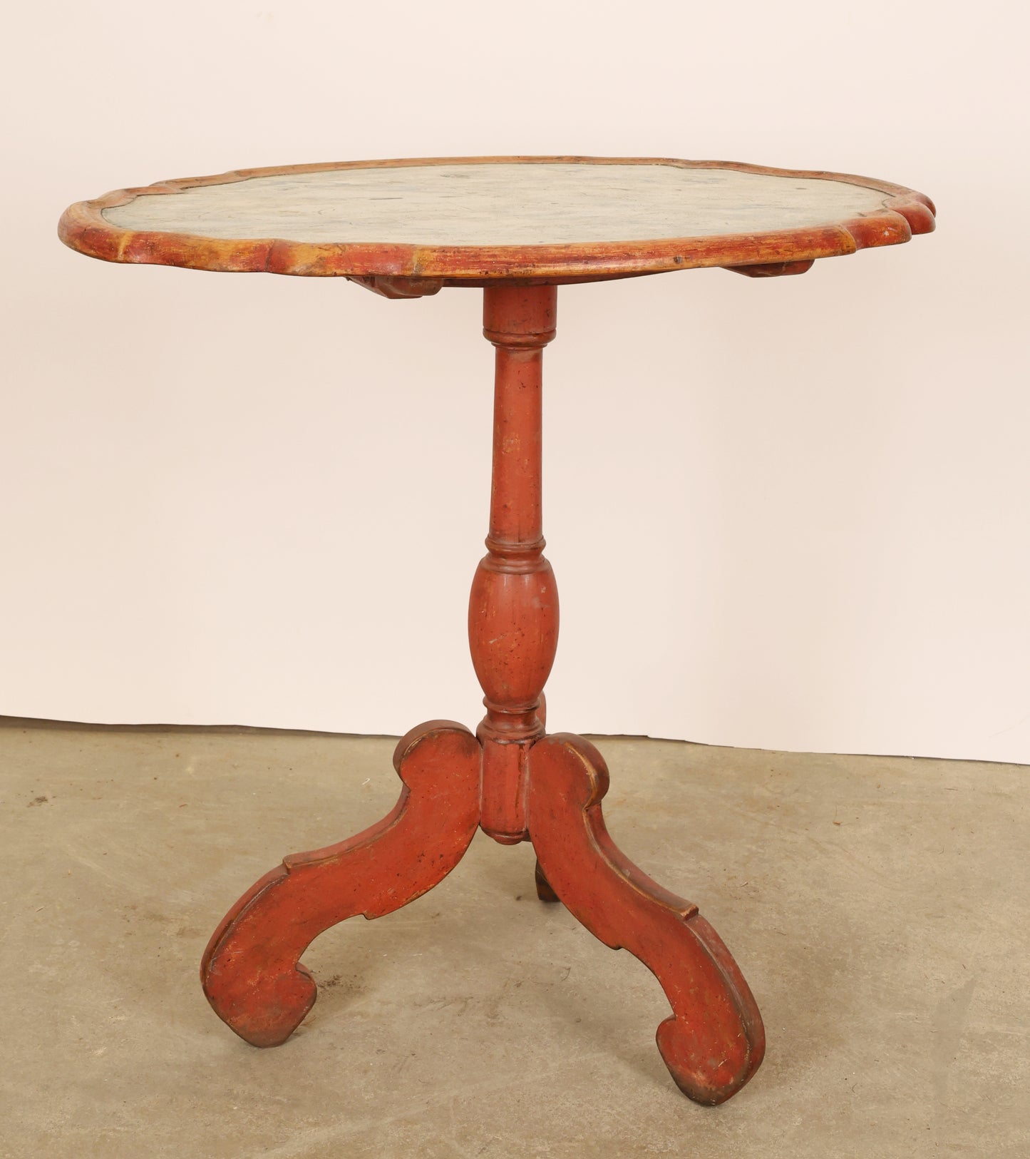 18th Century Baroque Marbled Folding Table with the table top folded out.
