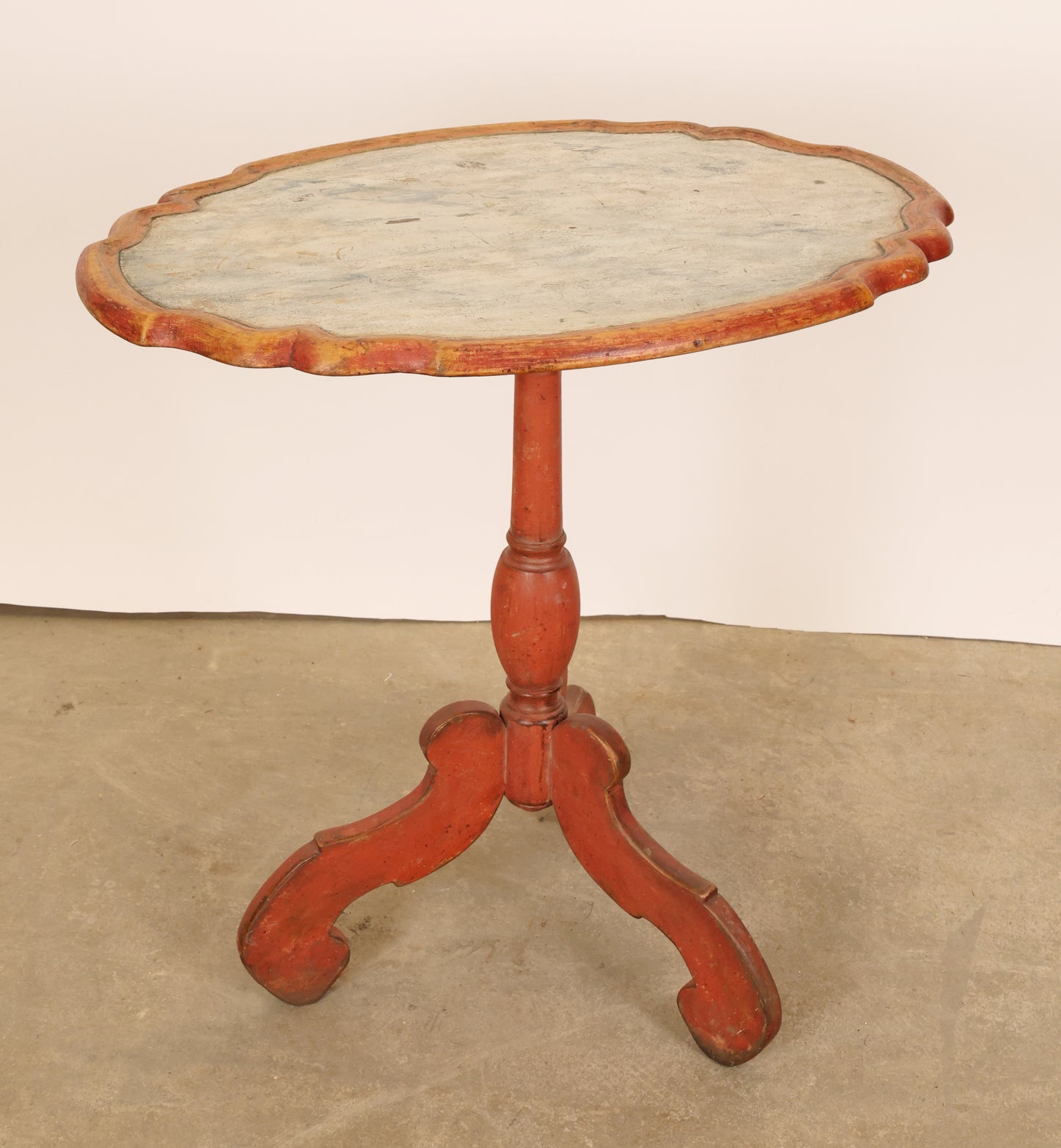 Folded out table top of an 18th Century Baroque Marbled Drop-leaf Table
