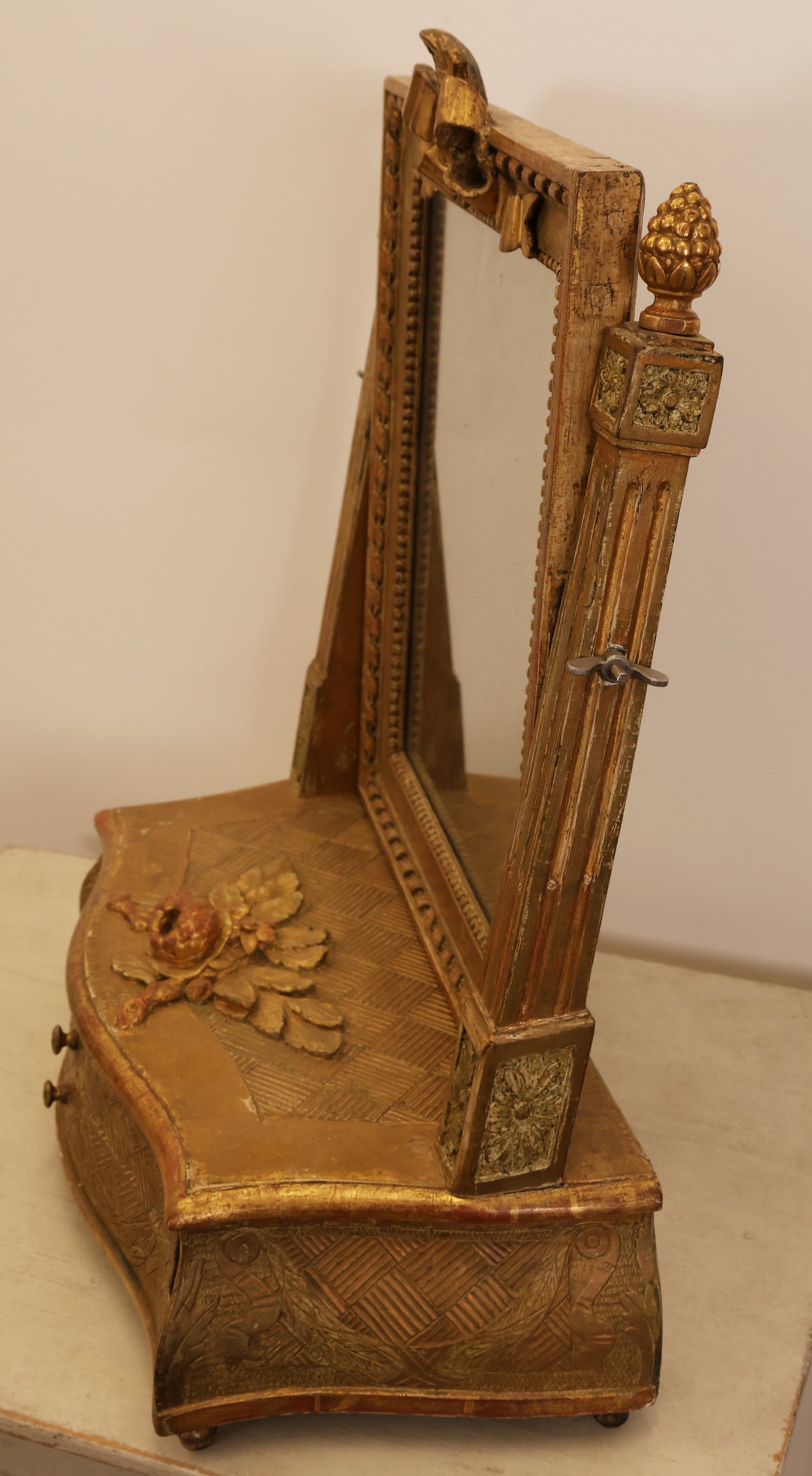 Side view of an 18th Century Gustavian Dressing Mirror For Sale.