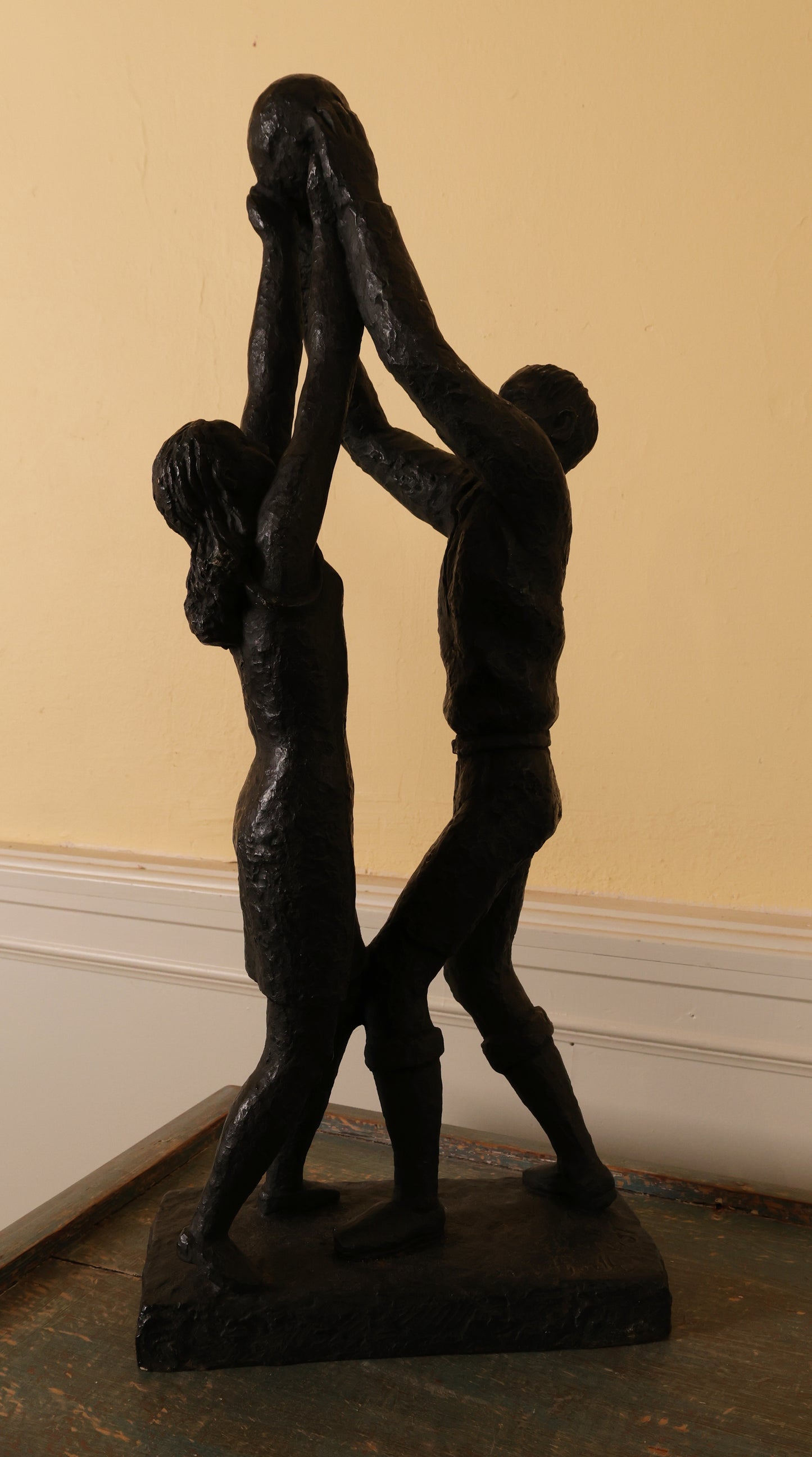 Art by Bror Hjorth "Playing Children" in dark-patinated bronze