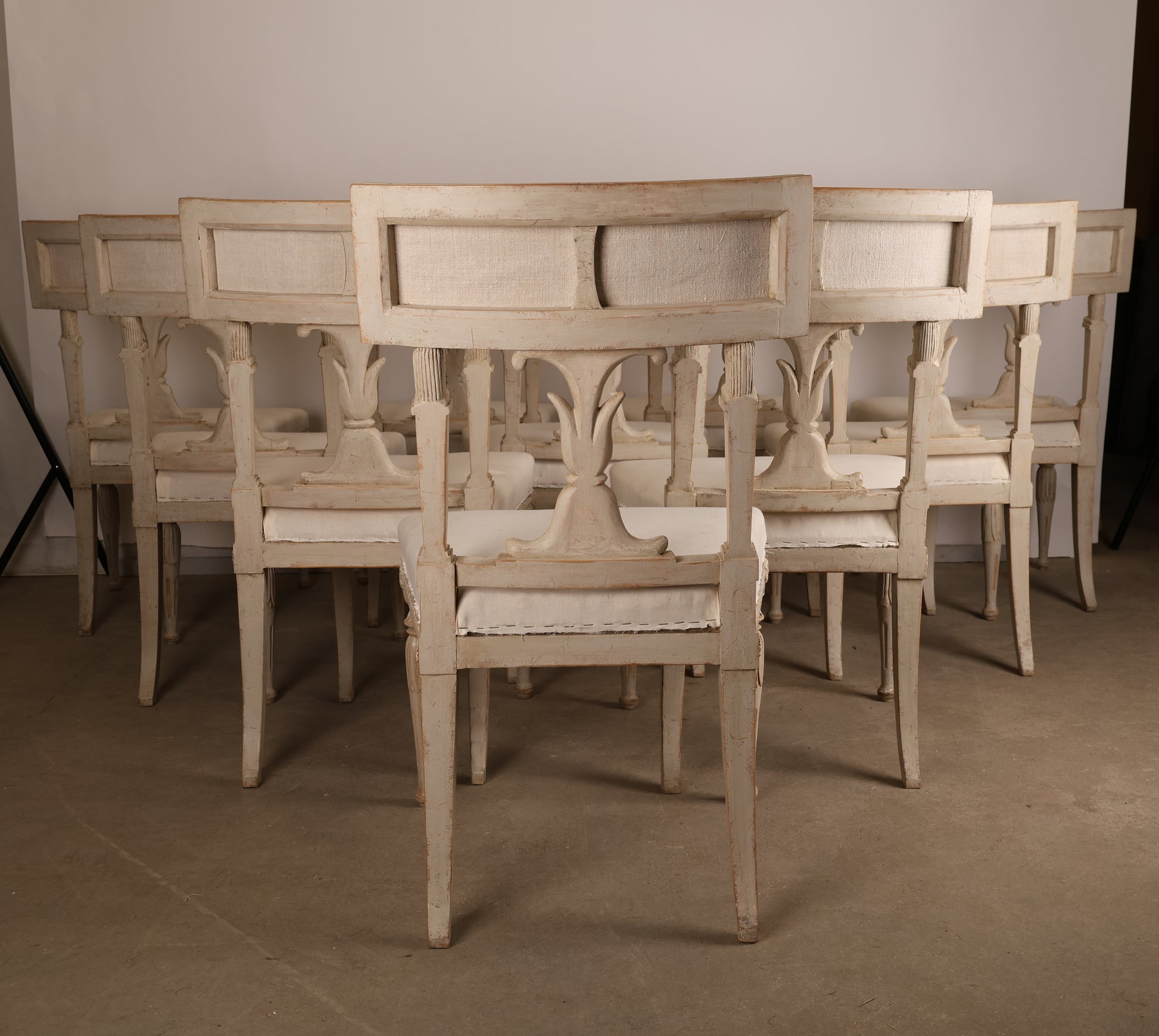 Set of 10 Late Gustavian Chairs attributed to Ephraim Ståhl from the back