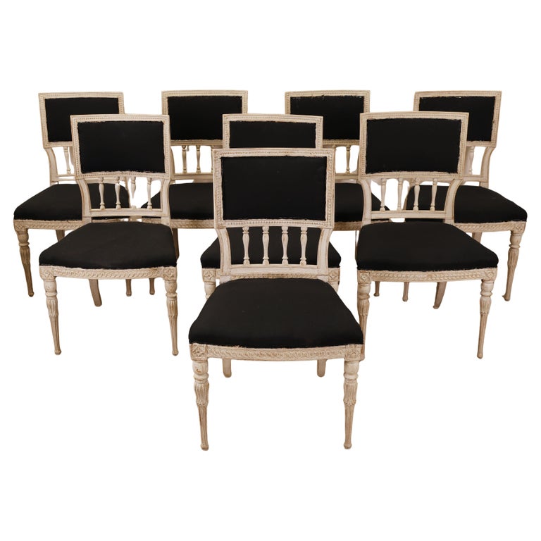Set of eight antique chairs from the Gustavian epoch.