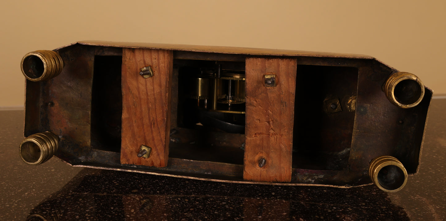 19th Century Peter Strengberg Mantel Clock burnished gilt and patinated bronze underneath