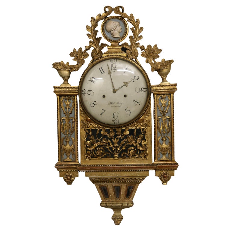 18th Century Gustavian Wall Clock by Nils Berg – Napoleon Antique