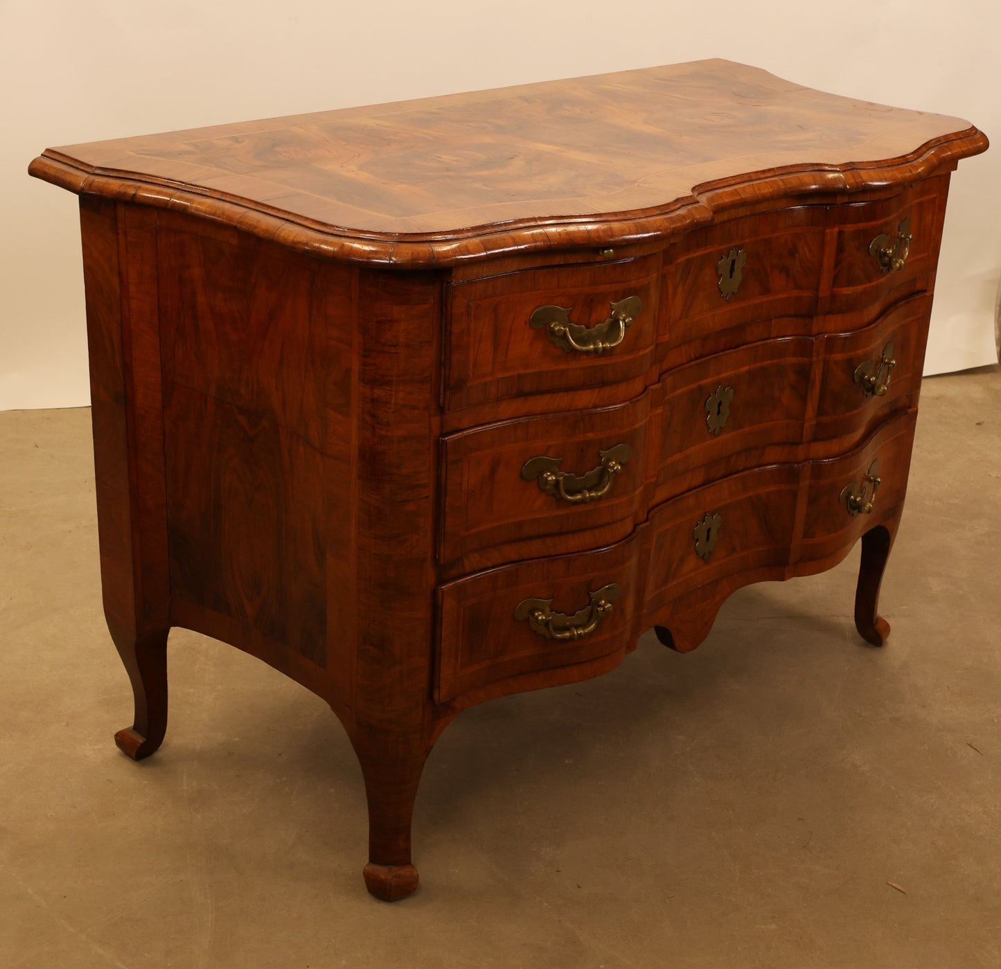 A baroque chest of drawers, sideview.