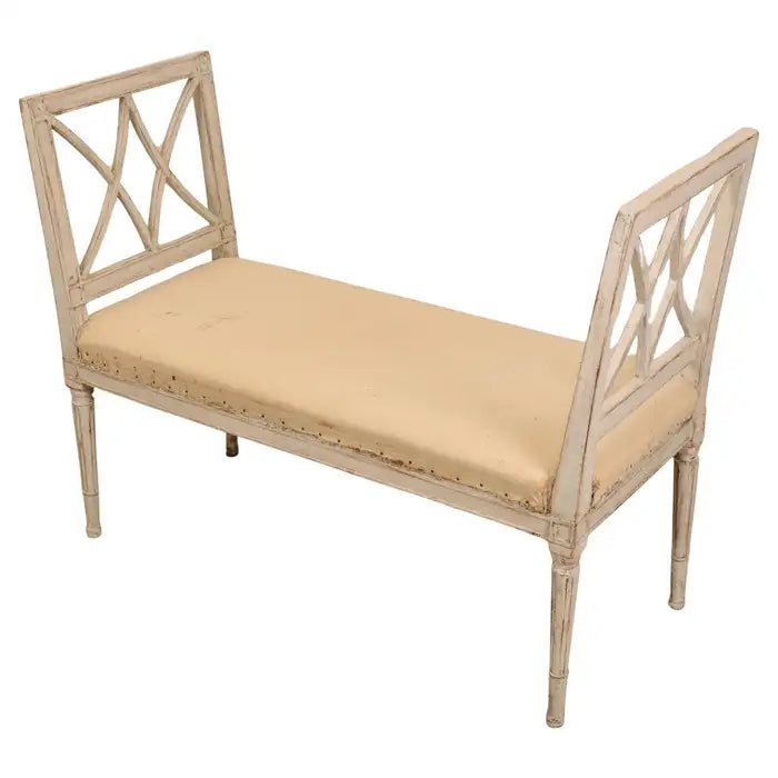 Early 19th Century Late Gustavian Bench with white background