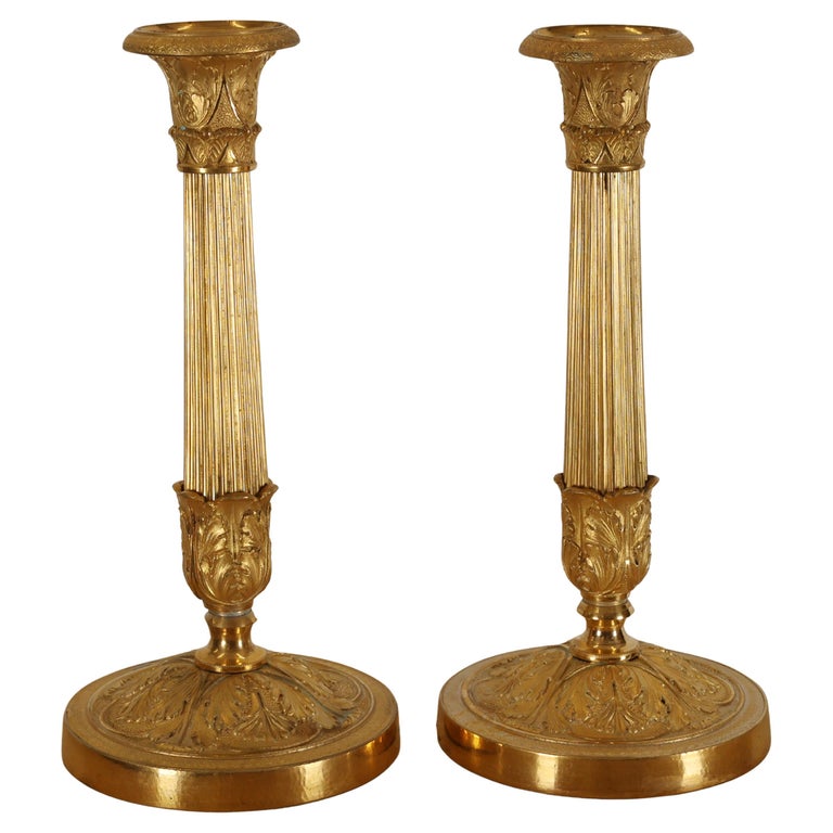 Pair of empire candlesticks for sale