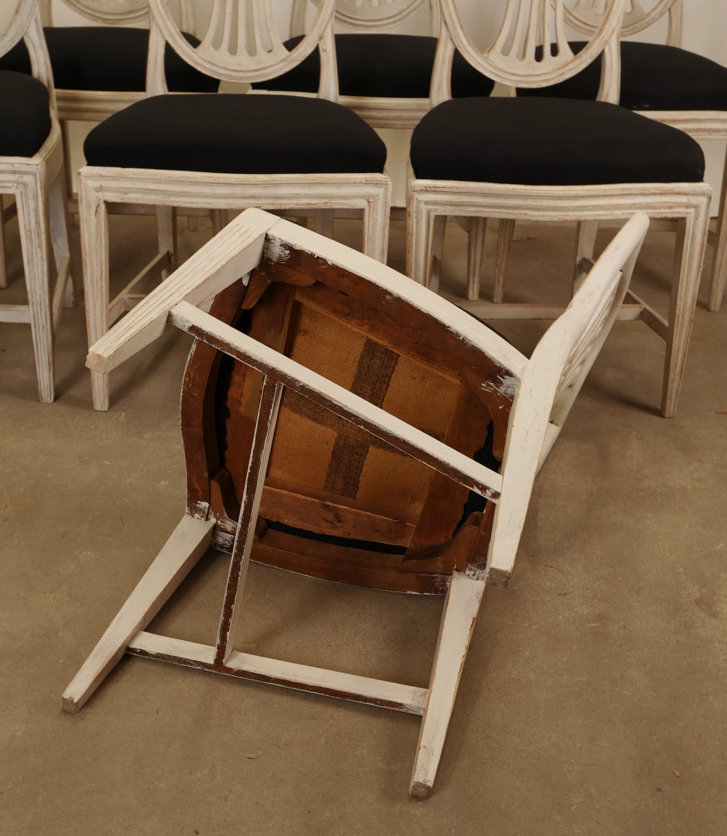 Underneath a Gustavian chair
