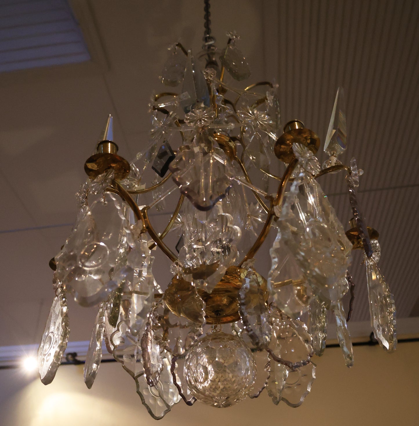A rococo chandelier from the 18th century from below