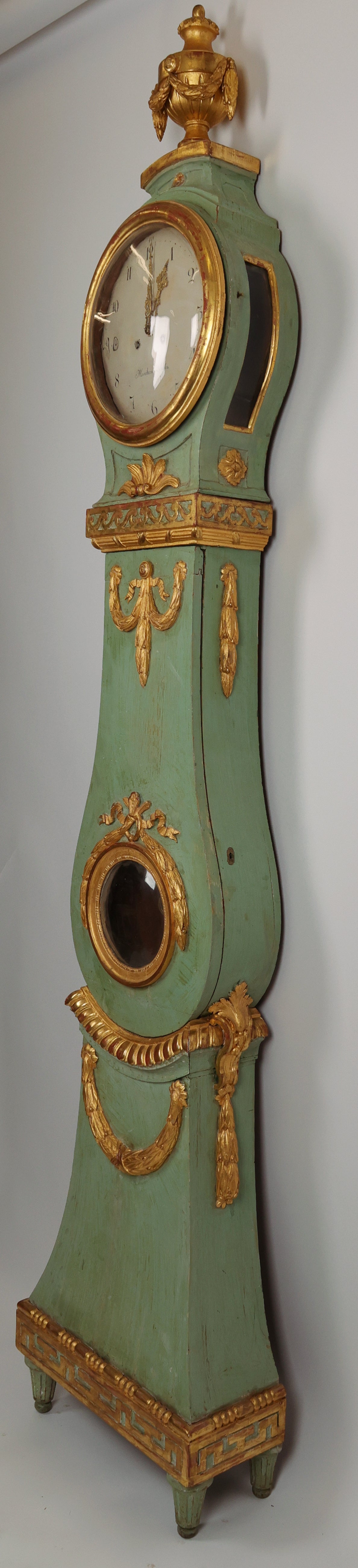Side view of 18th Century Gustavian Longcase Clock