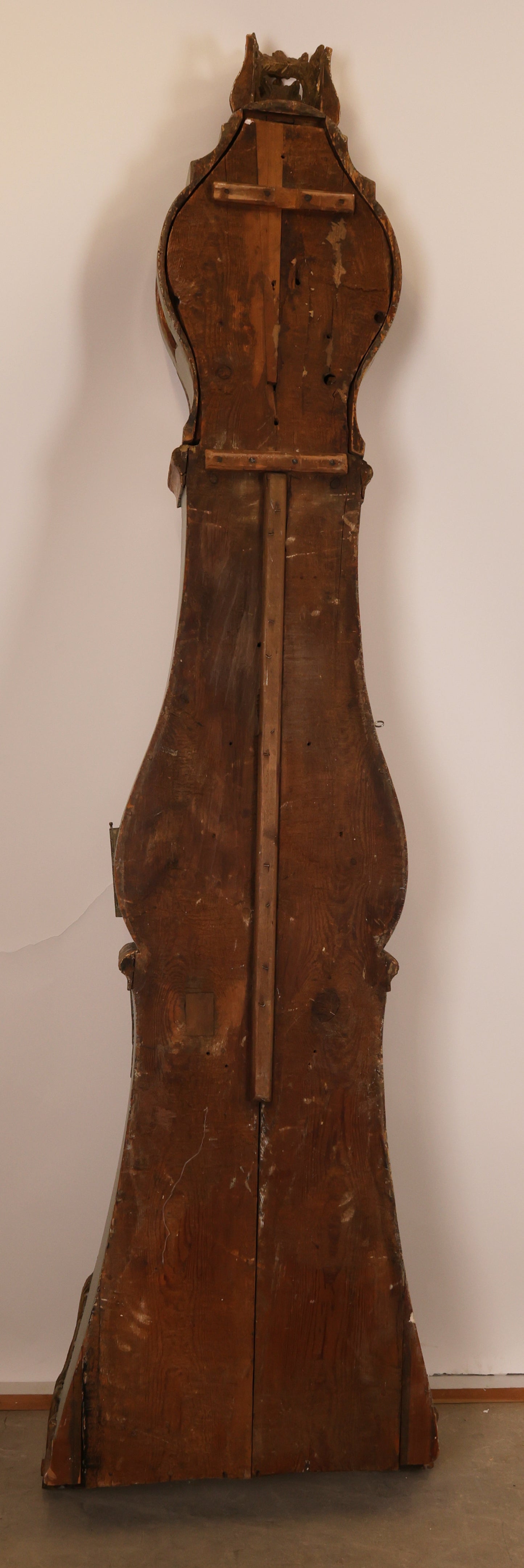 Back view of an 18th Century Rococo Grandfather Clock signed Hans Wessman.