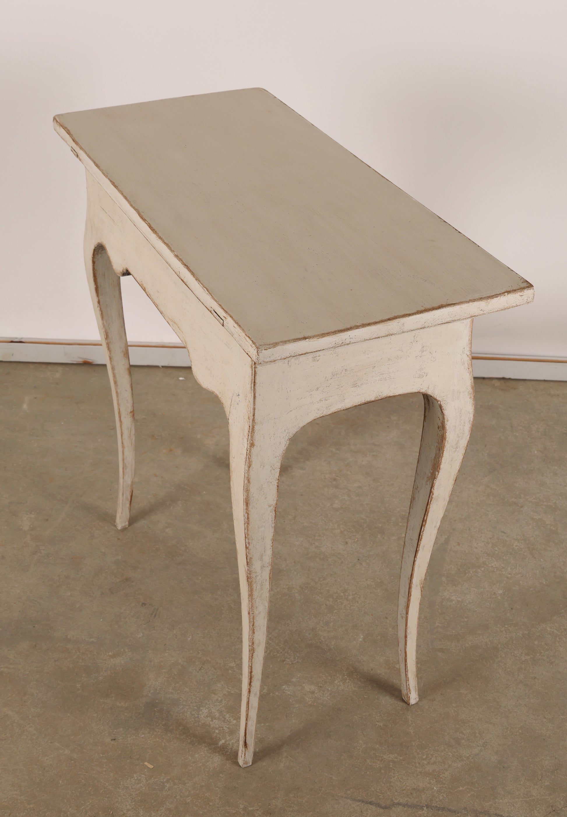 Side and backview of 18th Century Rococo Table in grey color