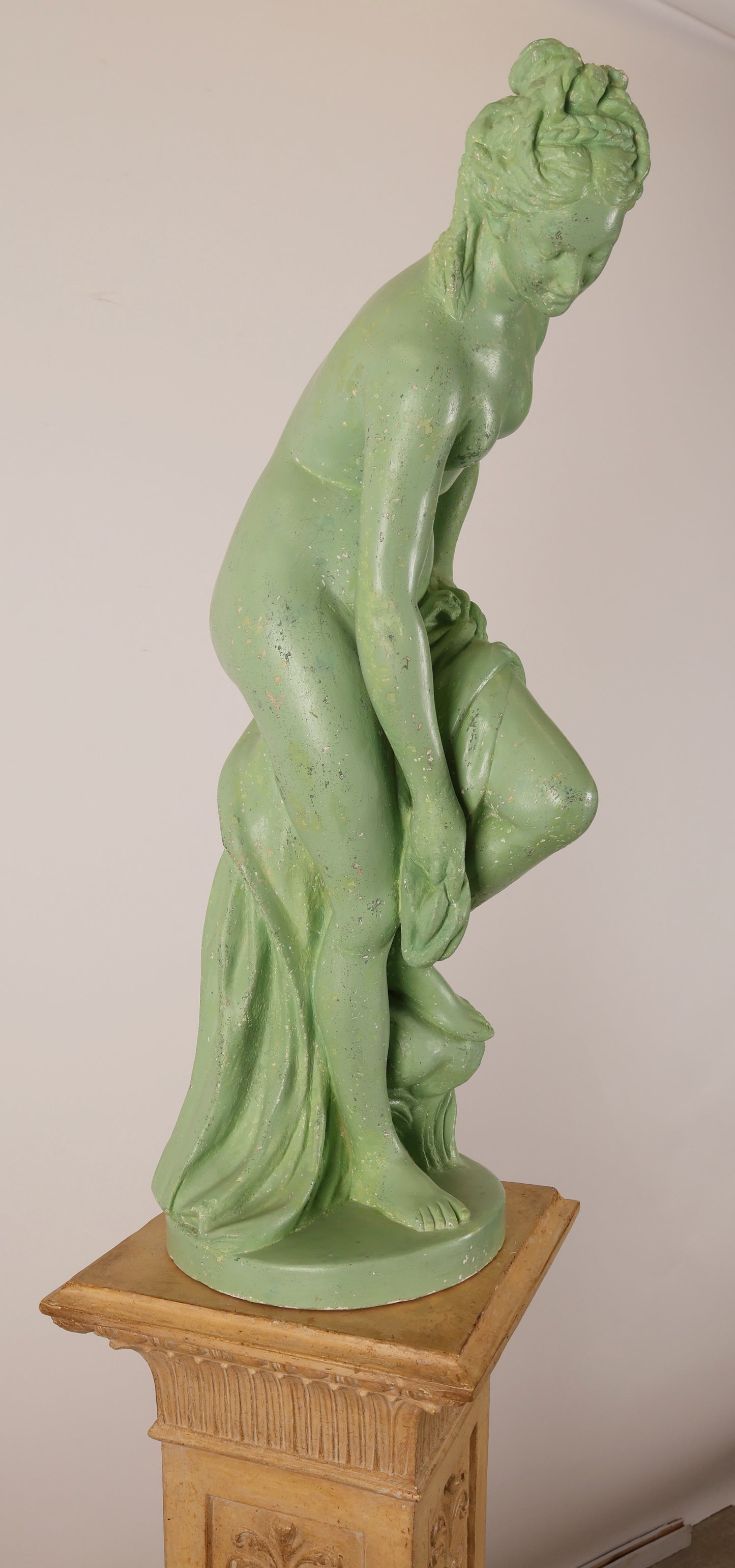Early 19th Century Empire Venus Sculpture in Green Color from the side