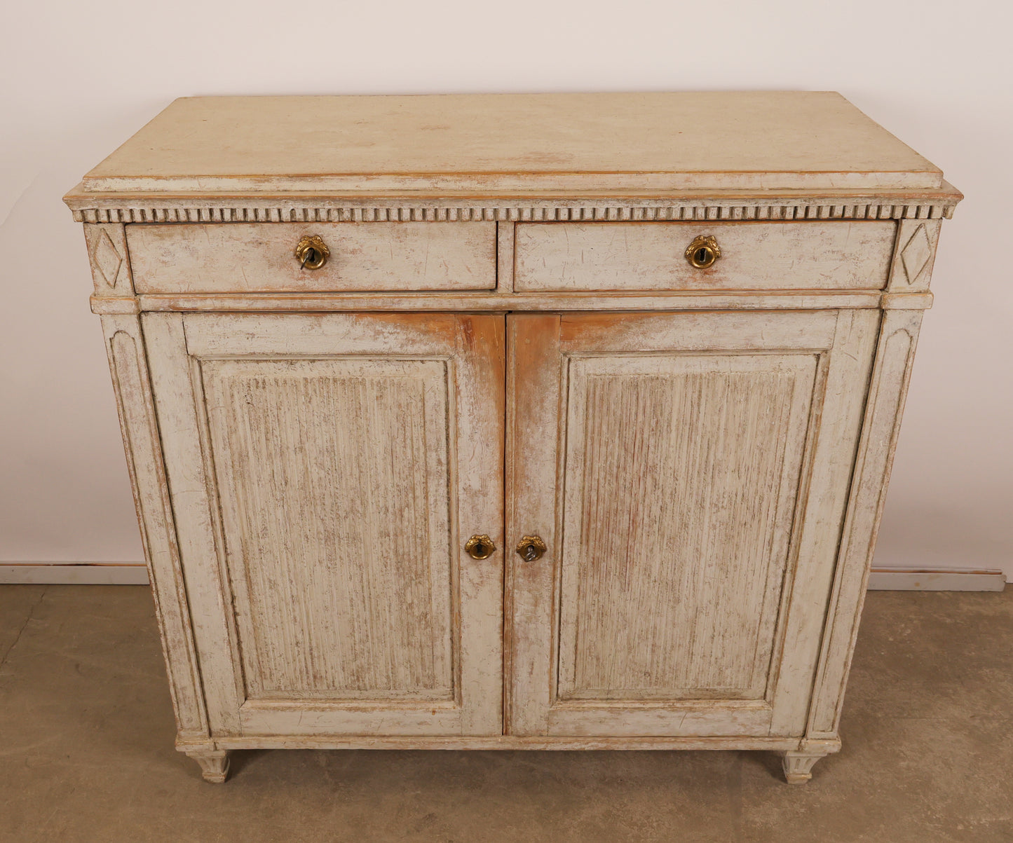 18th Century Gustavian Sideboard viewed slightly from above