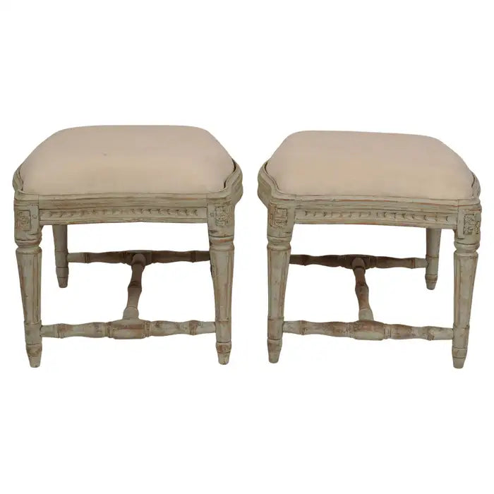 Antique white stools available for purchase.