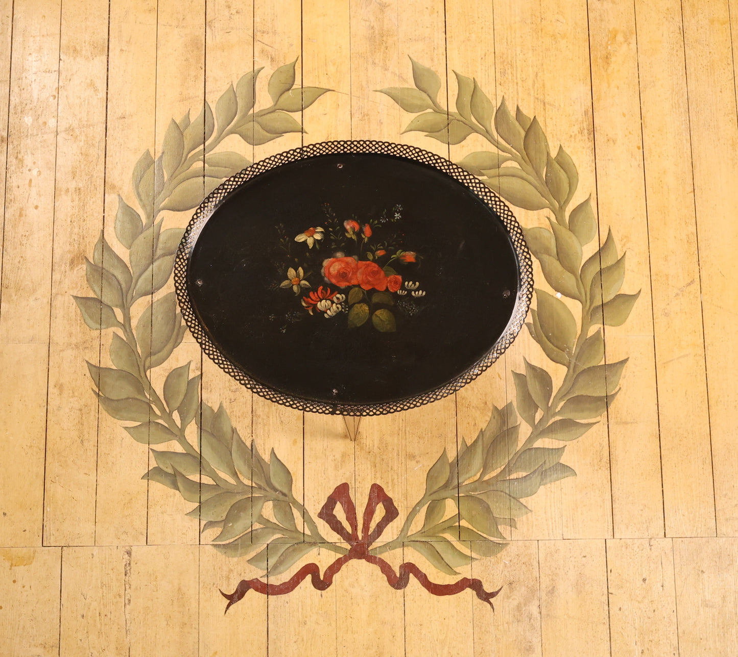 An 18th century Gustavian antique tray table in mahogany with flower decoration for sale