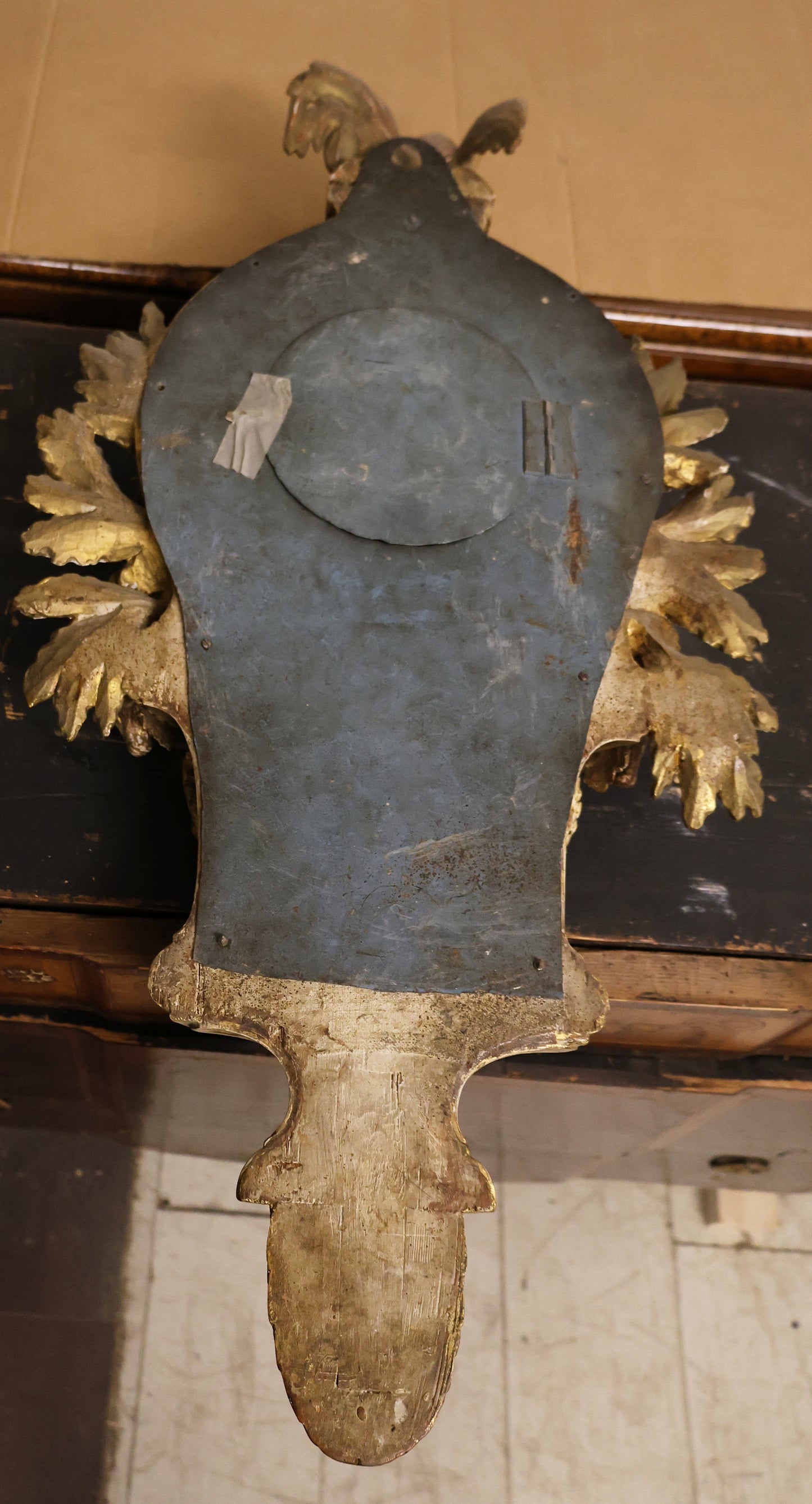 Back view of an antique wall clock by Jacob Kock.