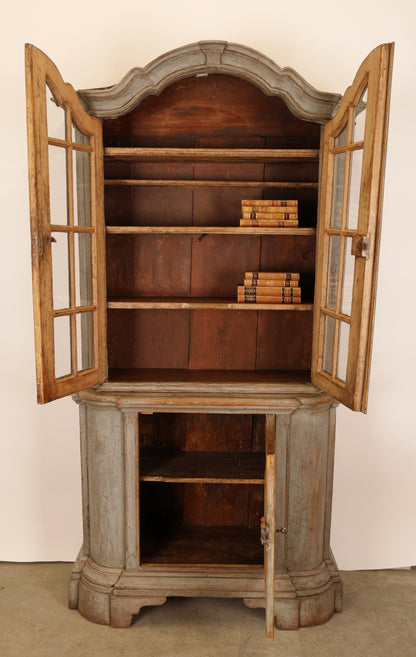 18th Century Rococo Display Cabinet with both the upper and lower sections opened. 