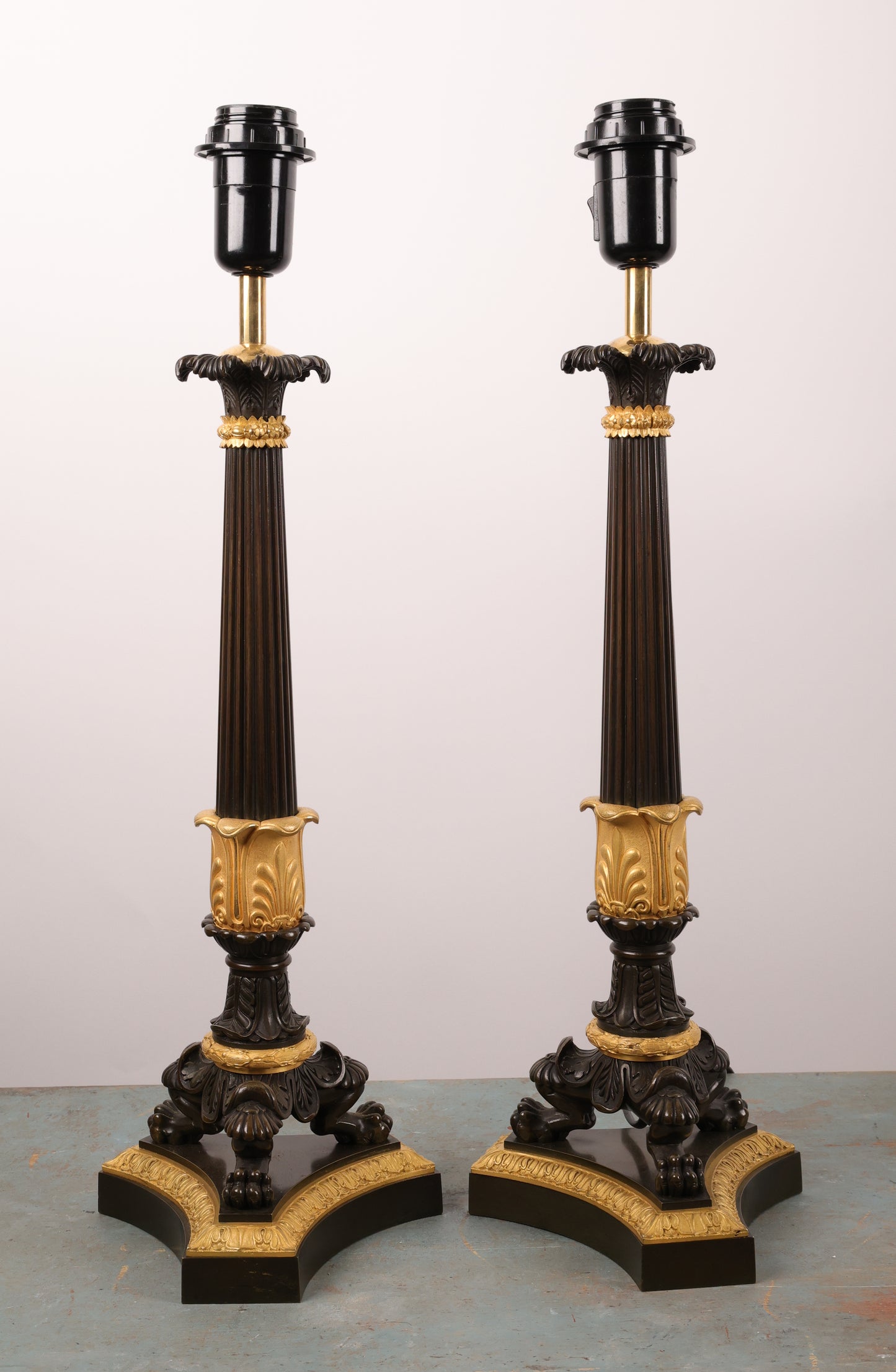 Pair of 19th Century Charles X Candelabra Lamp Bases