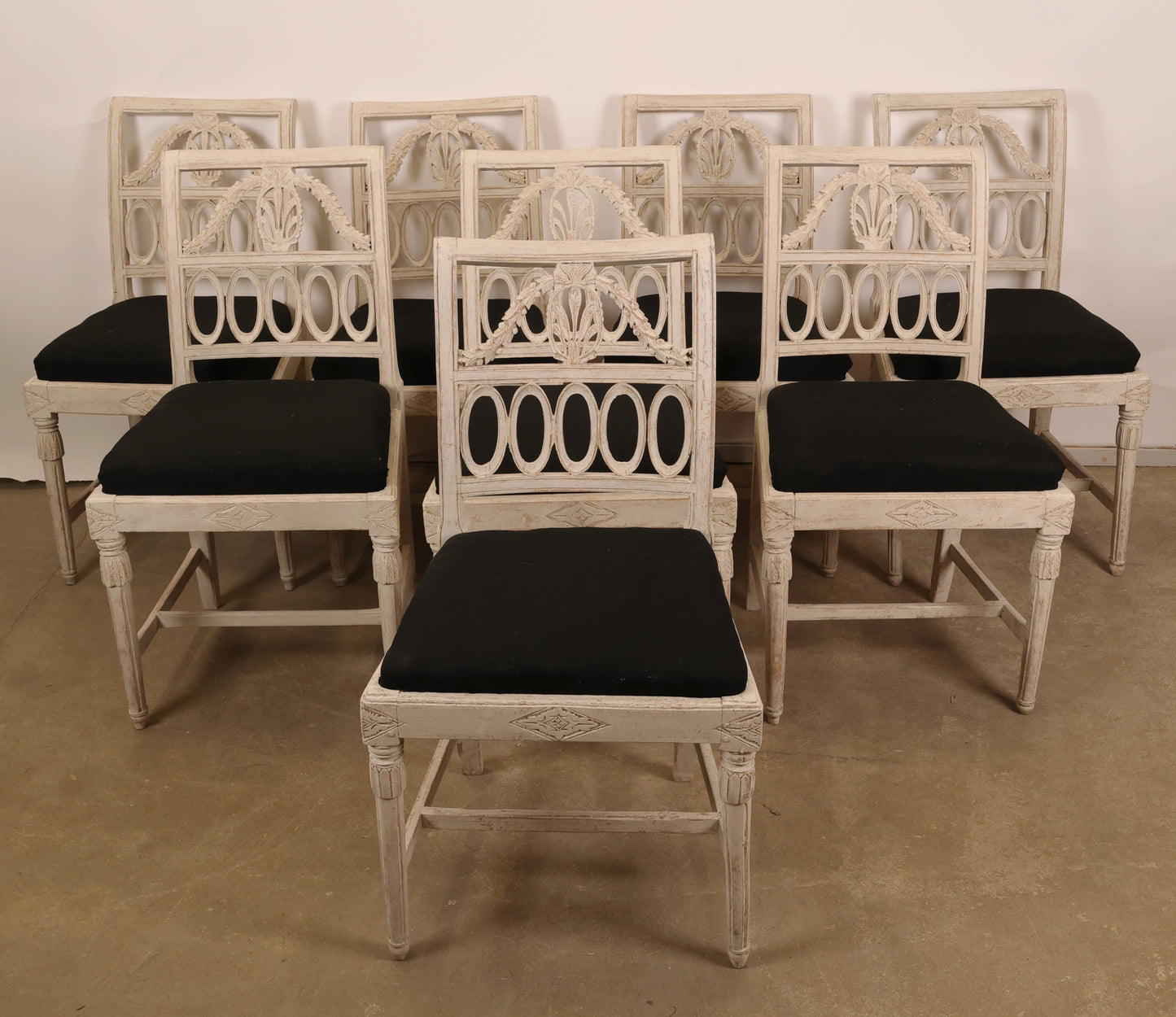 Set of Eight Late Gustavian Lindome Chairs