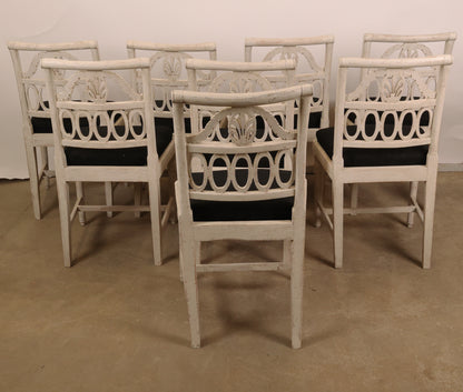 Set of Eight Late Gustavian Lindome Chairs