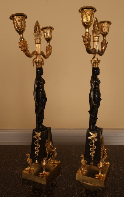 Pair of Empire Candelabras in the Egyptian Style