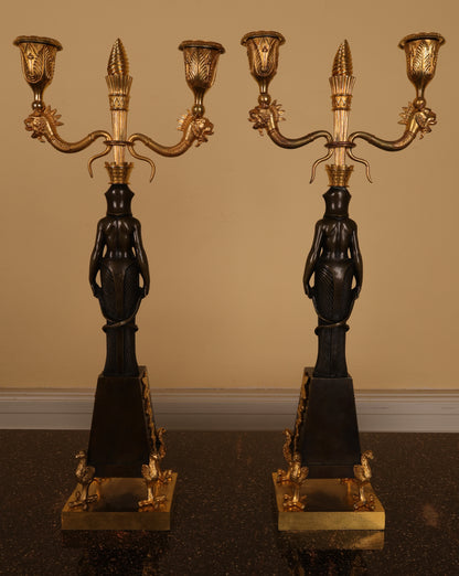 Pair of Empire Candelabras in the Egyptian Style