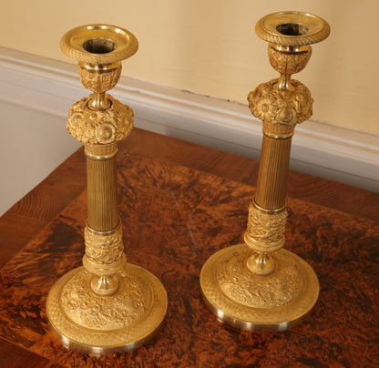 Pair of Empire Candlesticks with Garland