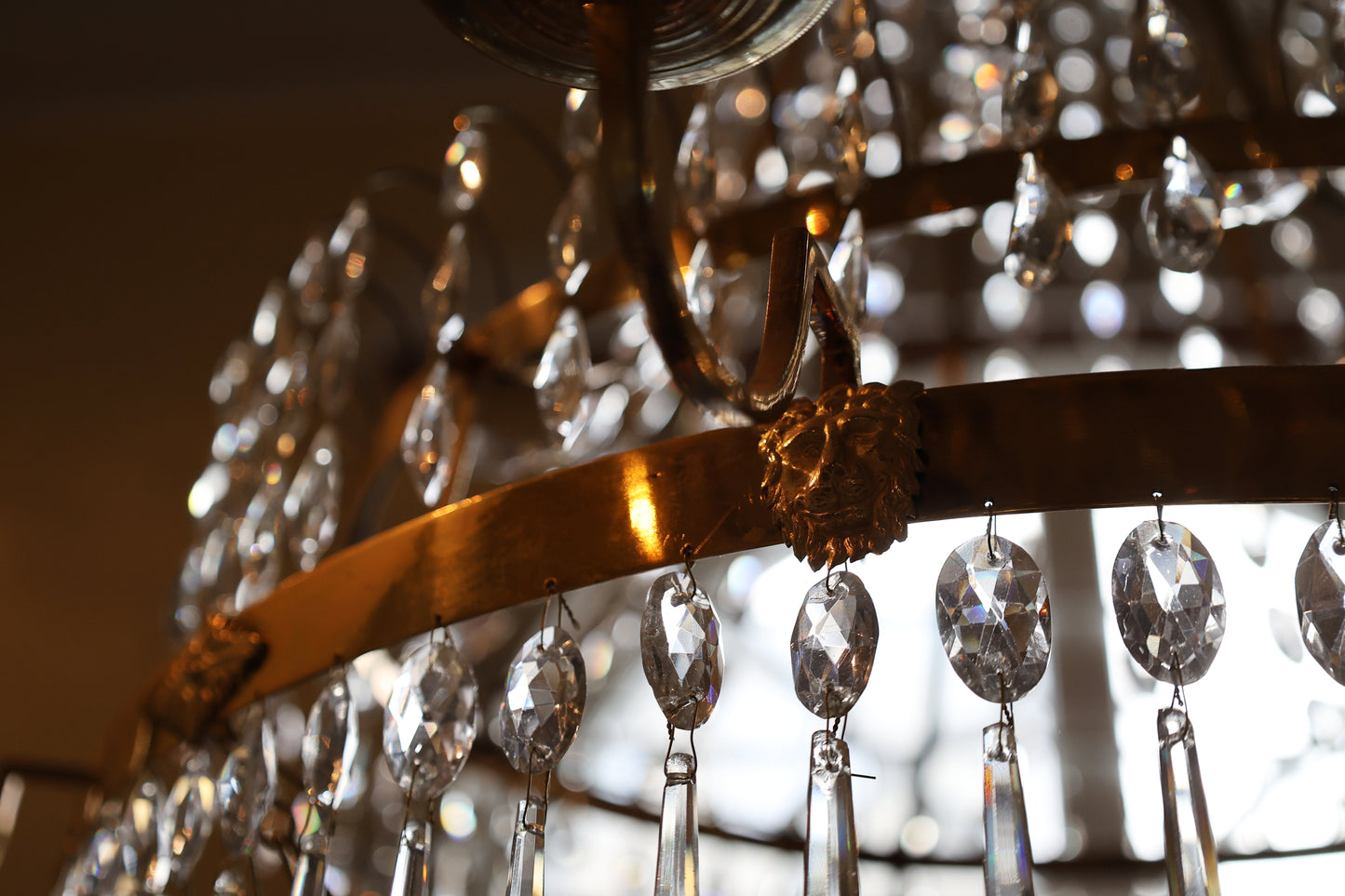 Late-Gustavian Chandelier with Blue Bowl