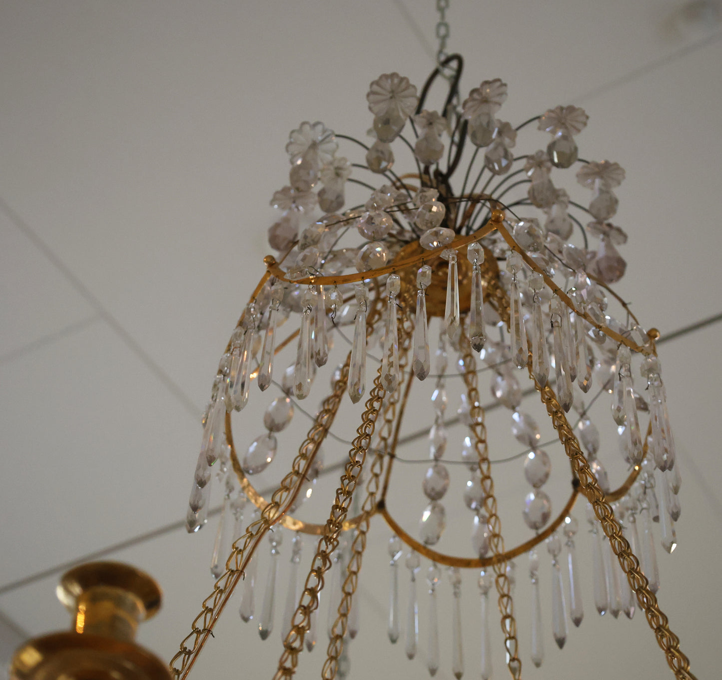 Late 18th Century Late-Gustavian Chandelier with Blue Bowl