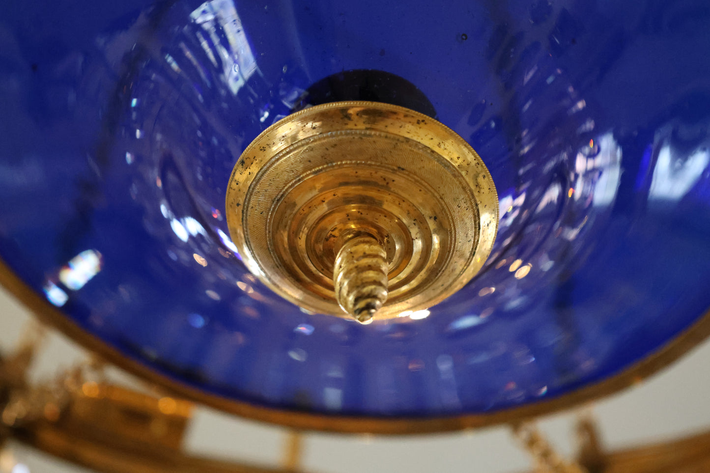 Late 18th Century Late-Gustavian Chandelier with Blue Bowl