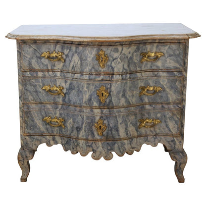 Marbled antique chest of drawers from the late Baroque / Rococo period available for purchase.
