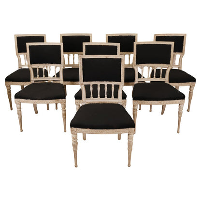 Set of eight antique chairs from the Gustavian epoch.