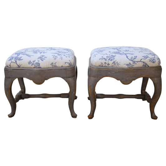 Antique tabourets in a blue colour.