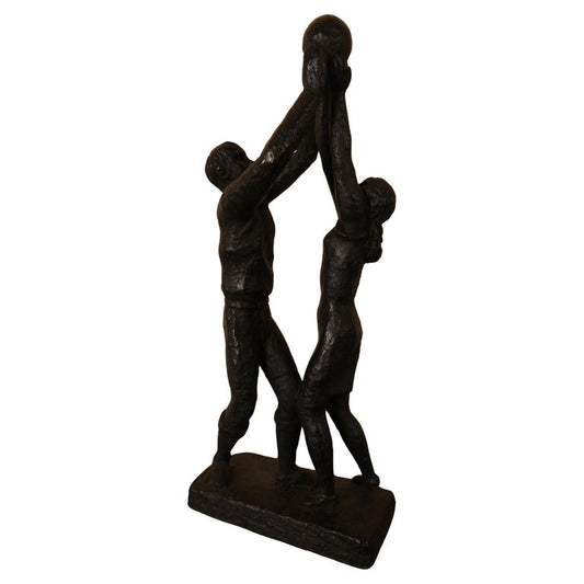 Art by Bror Hjorth "Playing Children" in dark-patinated bronze with white background