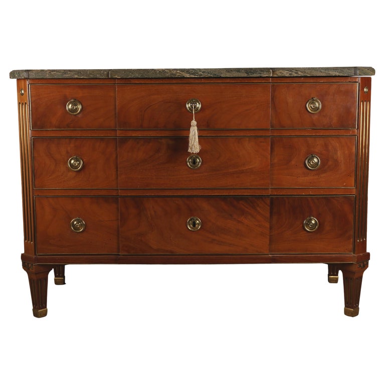 Late 18th Century Mahogany-veneered Chest of Drawers attributed to Gottlieb Iwersson with white background