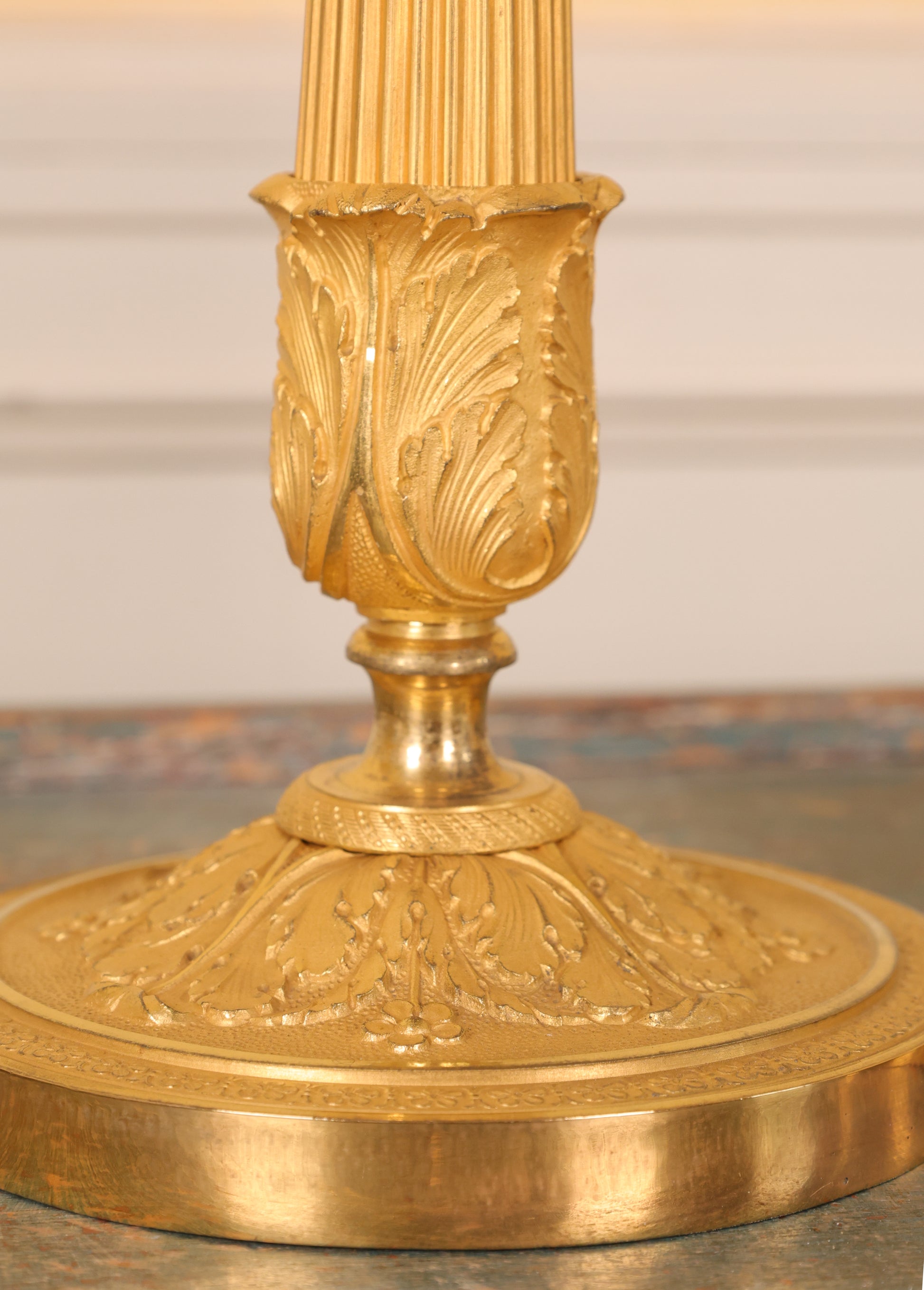 Pair of Empire Candlesticks detail of bottom part
