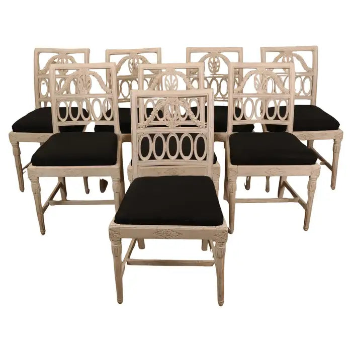 Set of Eight Late Gustavian Lindome Chairs