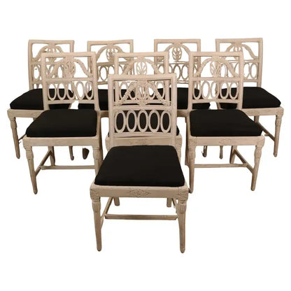 Set of Eight Late Gustavian Lindome Chairs