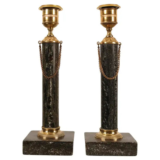 Pair of Early 19th Century Column Candlesticks