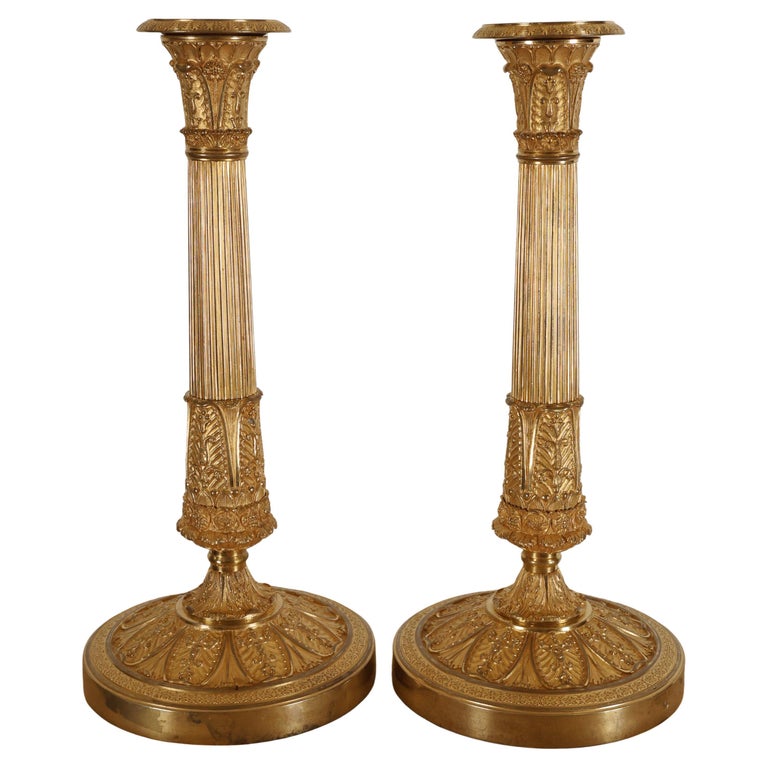 Pair of 19th Century Empire Candlesticks