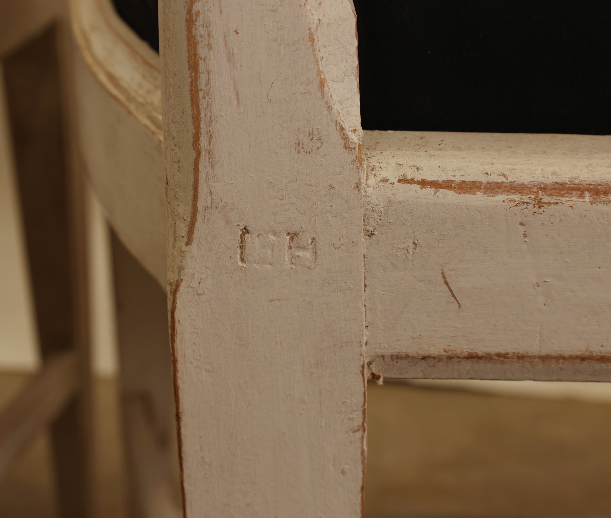 Signature on a Gustavian chair from Napoleon Antique & Art.