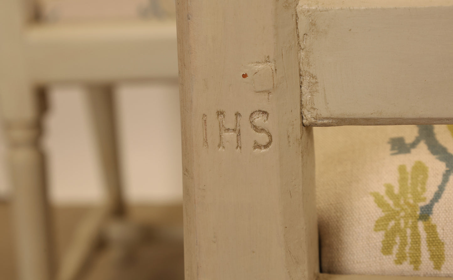 Signature: IHS (Johan Hammarström) on a Gustavian chair.