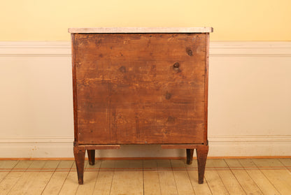 Backview of an 18th century Gustavian dresser in mahogany.