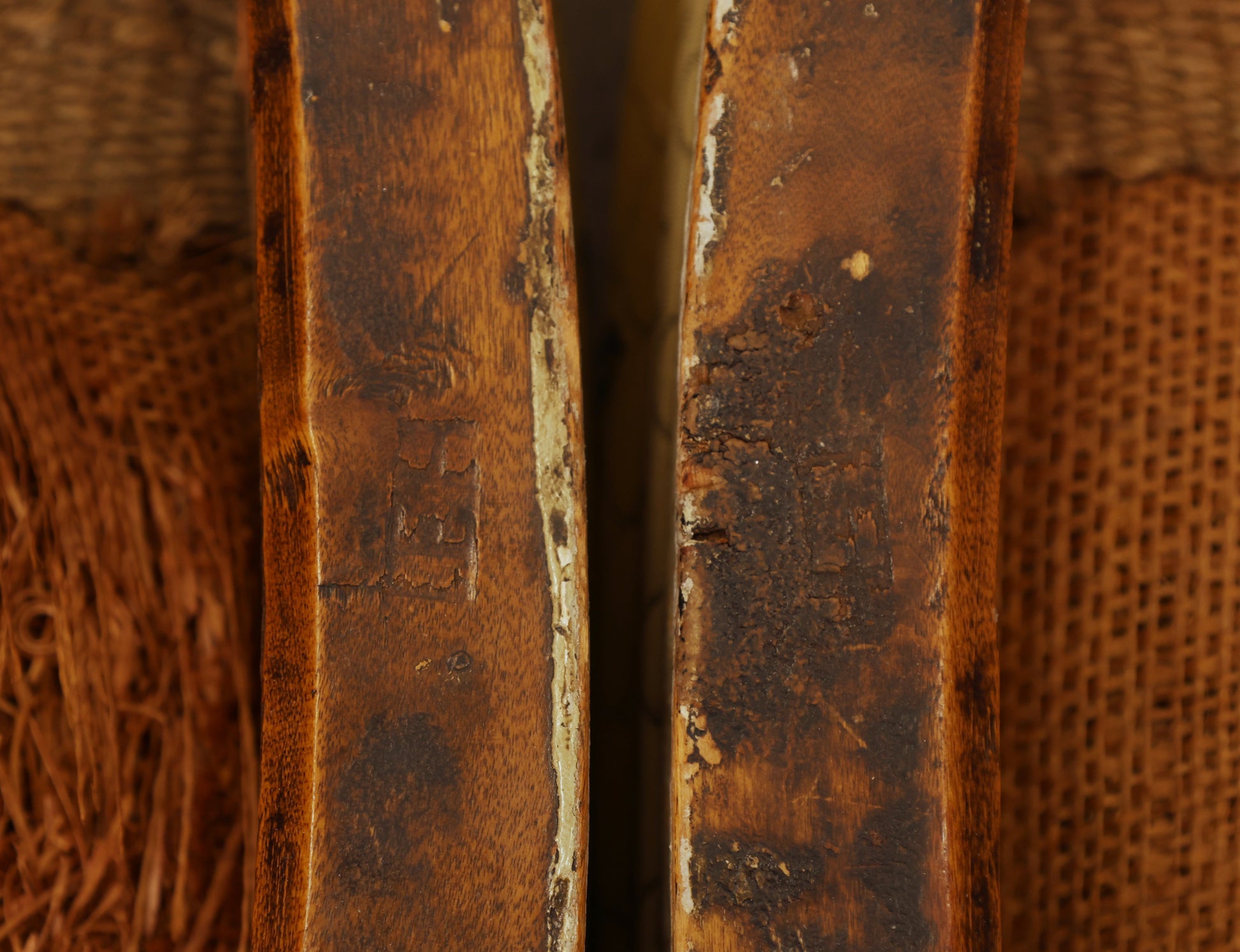 Close up of the signature of Johan Eric Höglander on Gustavian stools