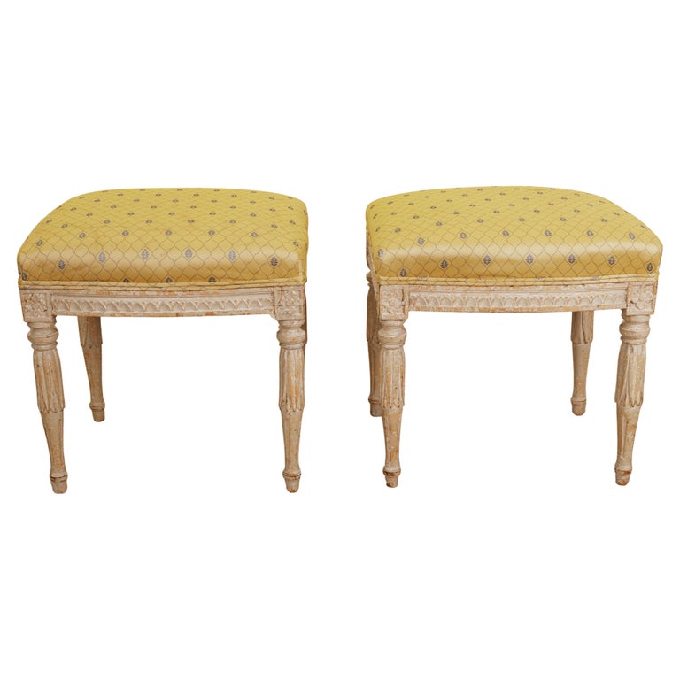 Pair of antique Gustavian stools by Johan Erik Höglander