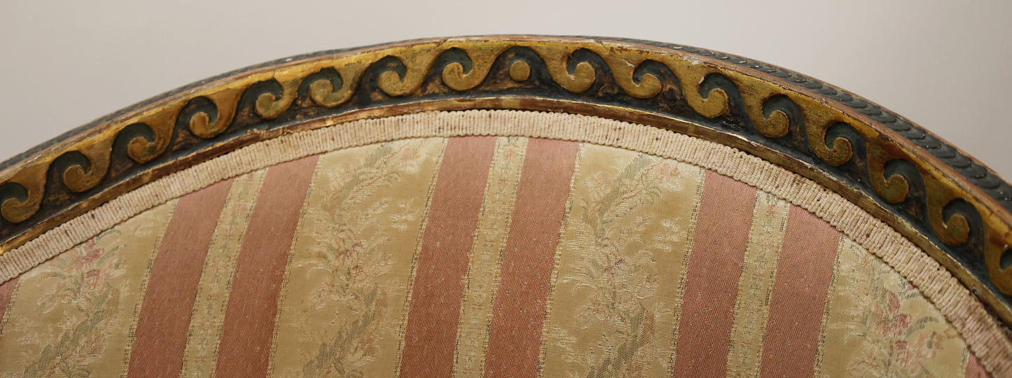 Details on an antique Gustavian tub chair.
