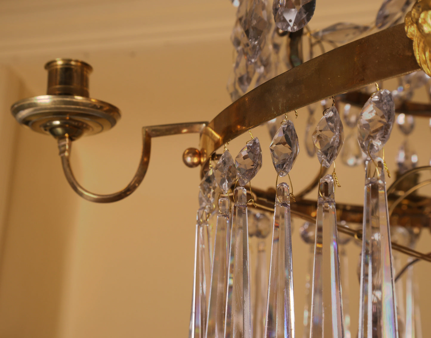 Candle sleeves on a late-gustavian chandelier.