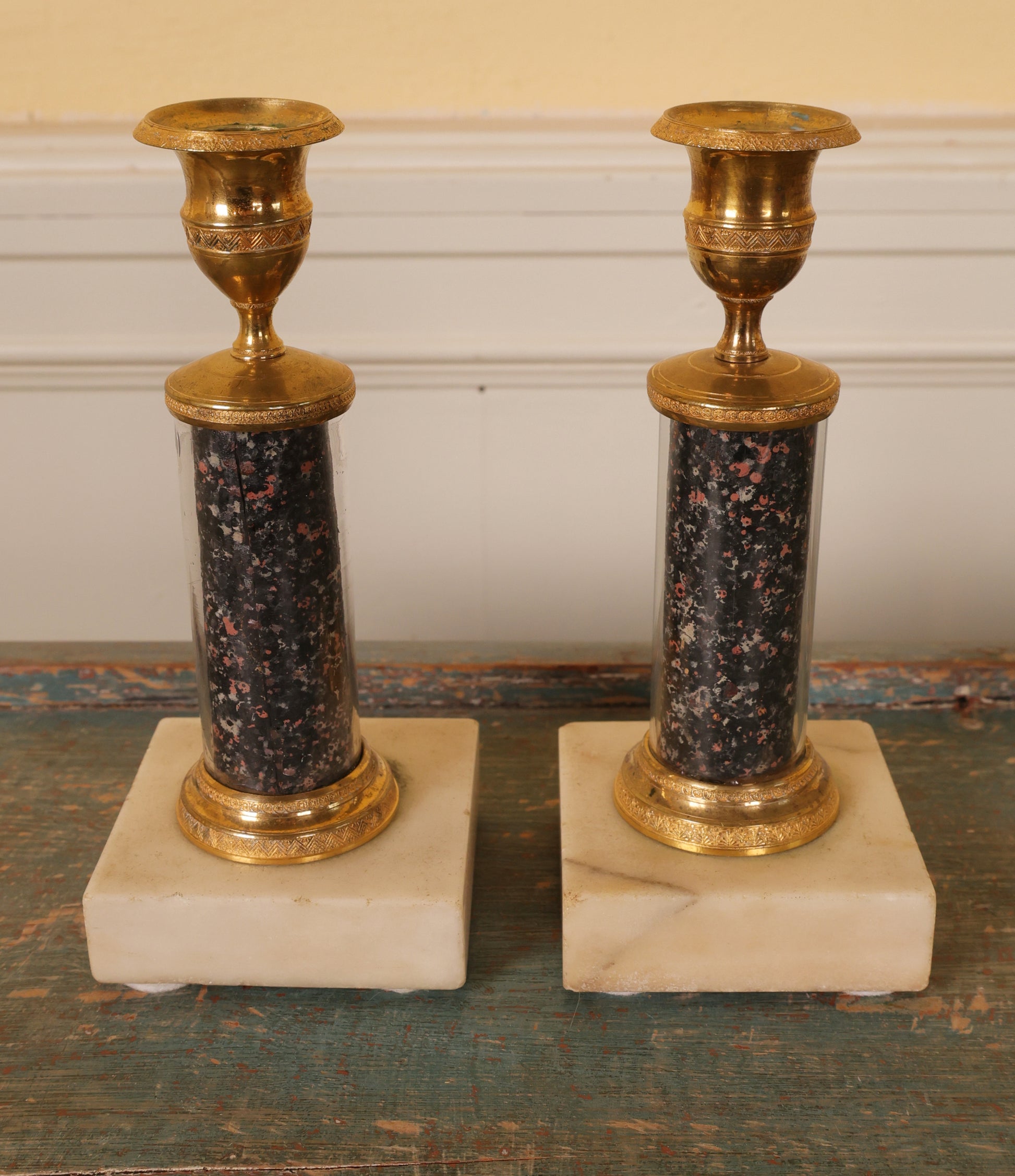 Pair of late gustavian candlesticks.
