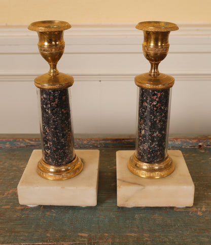 Pair of late gustavian candlesticks.